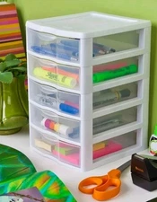 Lot Of 2 Sterilite Small 5 Drawer Desktop Storage For Office, Craft, Toy Room +