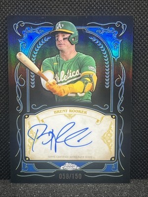 2026 Topps Chrome Brent Rooker Blue Ink Strokes Auto 58/150 Oakland Athletics