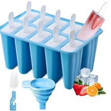 Silicone Popsicle Molds 10 Pcs Ice Pop Maker Molds with 10 Reusable Sticks Cl...
