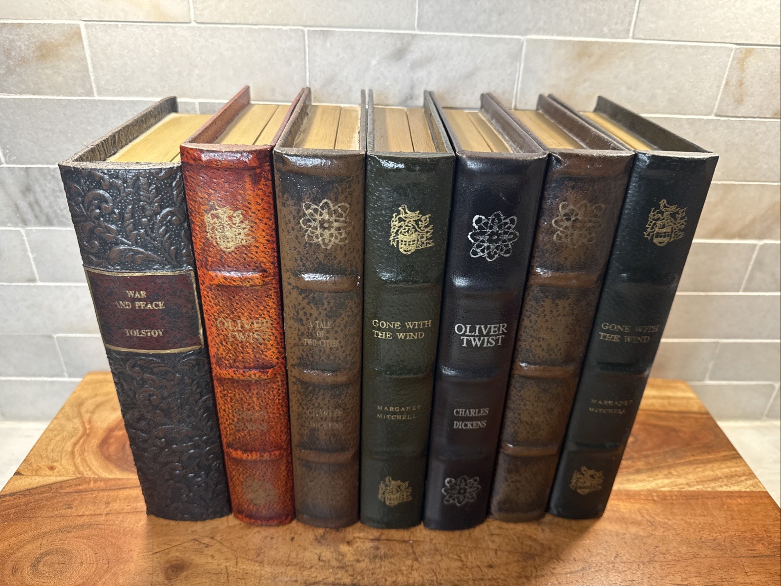 Decorative Faux Books Storage Boxes Wood Felt Lined Hollow Book Hide Lot Of 7