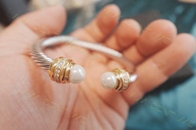 NewDavidYurmanSterling.Silver Pearl Cable Classics Bracelet 7mm