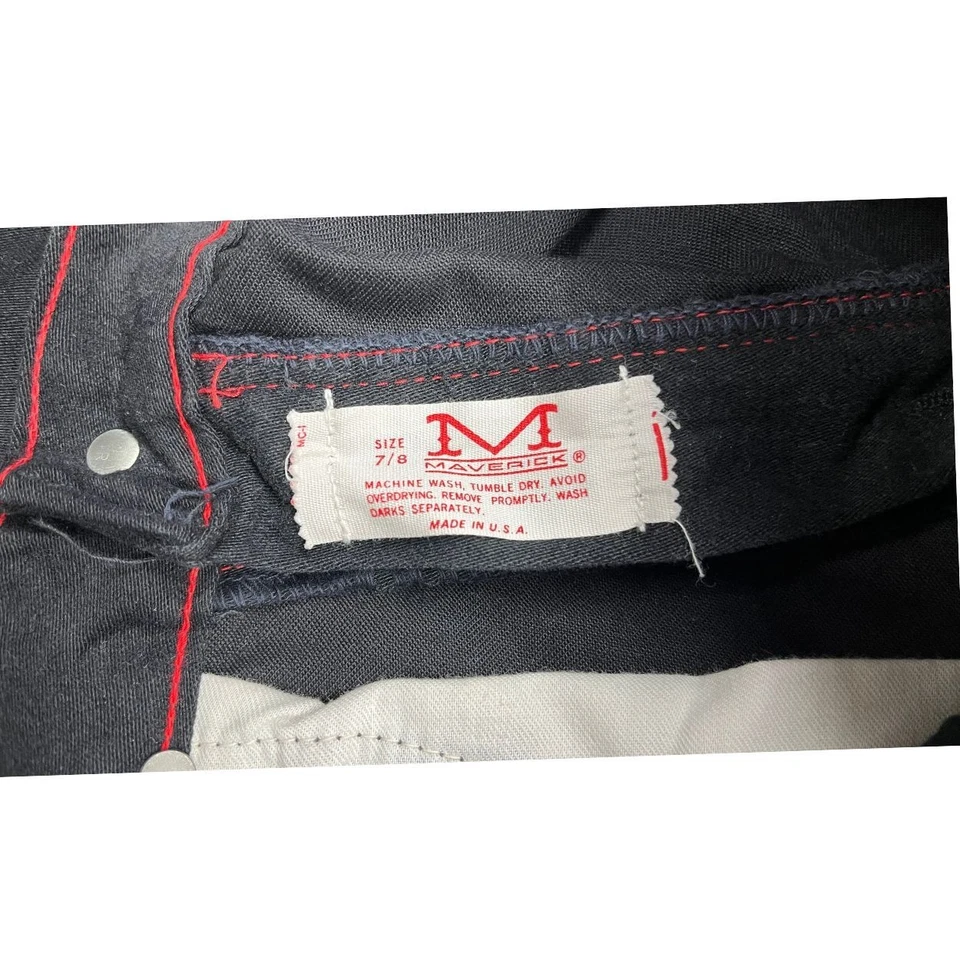 VTG 70s MAVERICK Wide Bell Bottom Flare Black Denim Hippie Jeans Goth Size 26 - Image 4 of 4