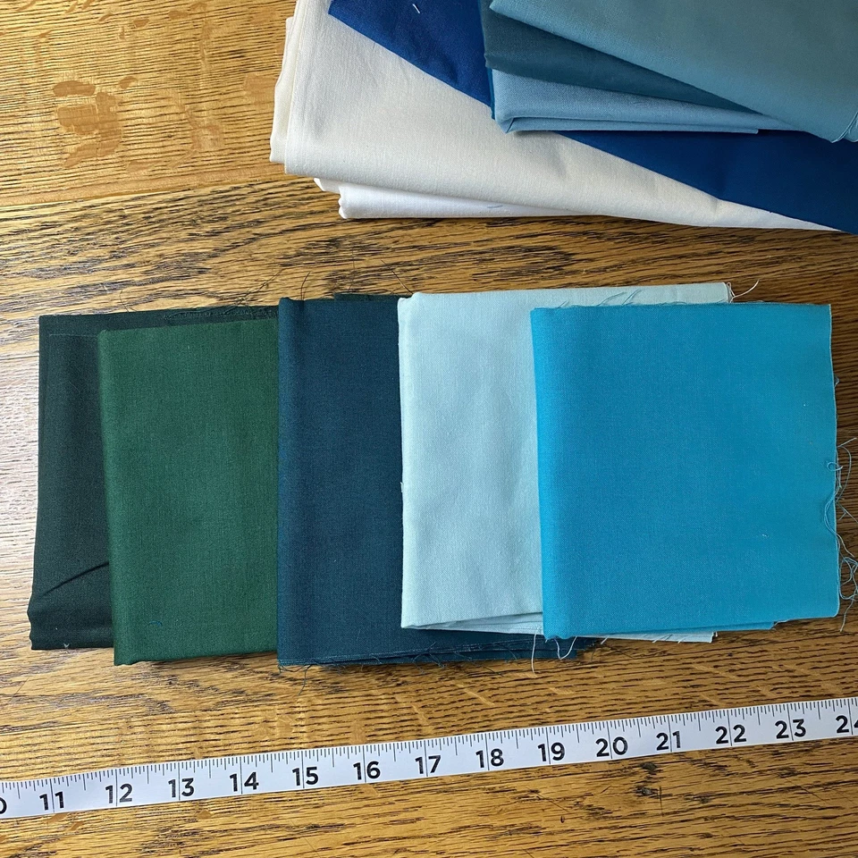 Лот из 12 однотонных тканей для квилтинга многоцветный хлопок - Изображение 2 из 4