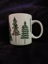 Starbucks 2015 Christmas Tree Tea/Coffee Mug - 12 oz  White/Green Ceramic Design