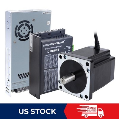 STEPPERONLINE Nema 34 Stepper Motor 8.2Nm(850oz.in) 6A φ14mm &Driver DM860I Kit