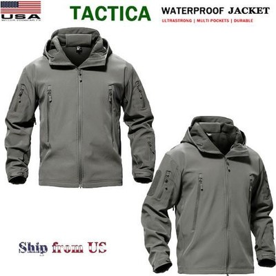 Men's Waterproof Soft Shell Jacket Outdoor Work Windbreaker Hiking Coat