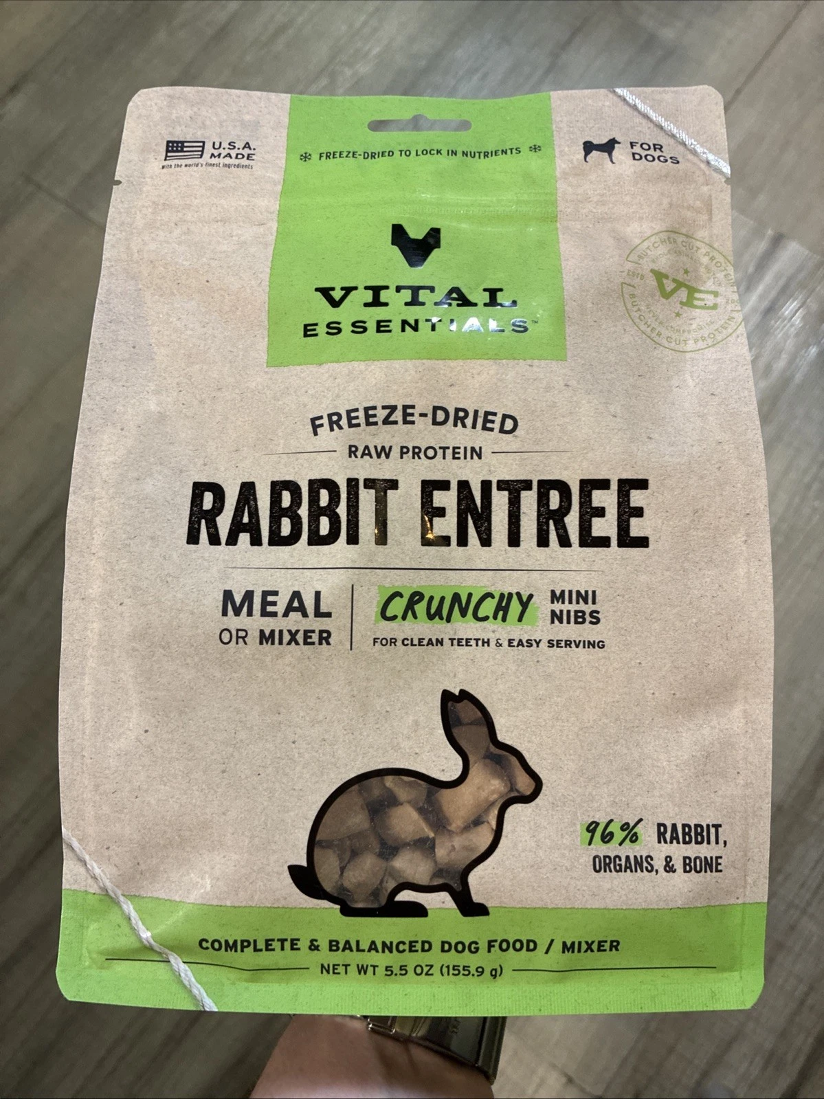 Vital Essentials Freeze-Dried Rabbit Entree For Dogs 5.5oz