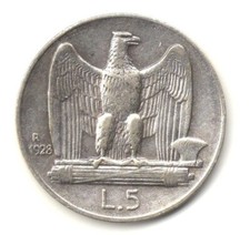 ITALIA 1928 - 67.1 - Vittorio Emanuele III - 5 lire* aquilotto argento #S#WEU