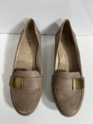 Life Stride Soft System Shoes Slip On Size M Womens Brown Comfortable  Buckle