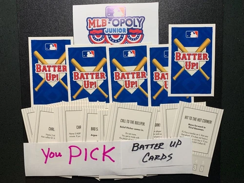 MONOPOLY JUNIOR  BASEBALL  Batter Up Cards   YOU PICK   Game Replacement Cards