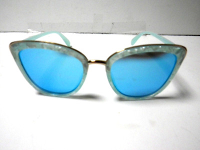Bijou Brigitte ladies' cat eye sunglasses Blue frames Blue mirror lenses New