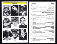 Terry Sawchuk Janet Lynn Harry Agganis Ken Strong Vintage Sports Trivia Card A40