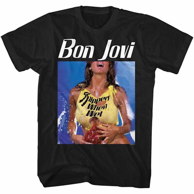 BON JOVI cd cvr SLIPPERY WHEN WET GIRL Official Black SHIRT Size