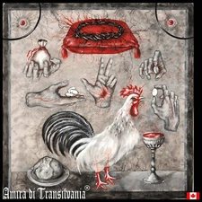 painting contemporary art modern figurative figure hand animal bird rooster coin