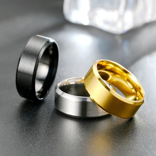 Titanium Stainless Steel 4/6/8mm Brushed Finish Men Women Wedding Band Ring - Picture 4 of 27