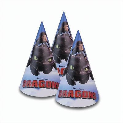 GW61c9 Dragons Party-Hüte 15cm hoch, 8 Stk Neu & OVP
