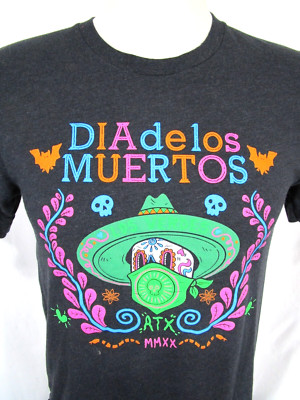 Austin FC Los Verdes ATX Dia De Los Muertos Black T Shirt Adult Sz M