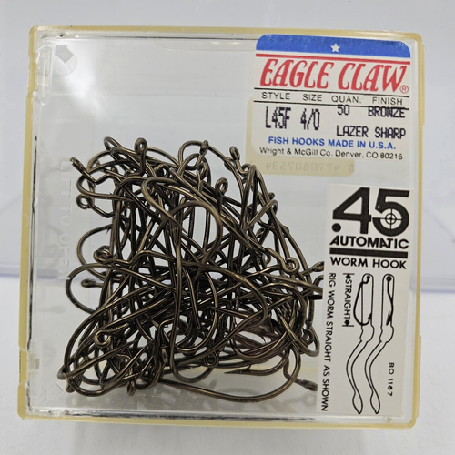 Eagle Claw L45F Sz 4/0 Lazer Sharp .45 Automatic Worm Hook Bronze 50 ...