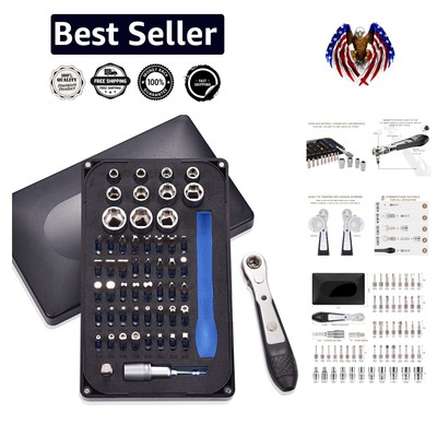 Versatile Mini Ratchet Wrench Set with 1/4'' Hex Shank Bits & Socket Adapter