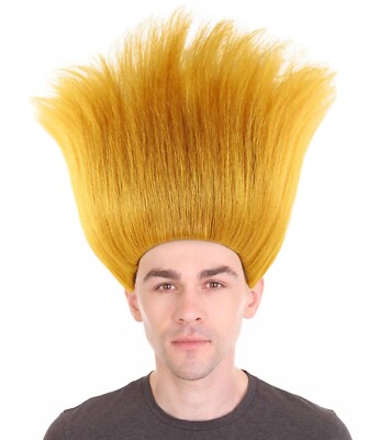 Gelbe Troll Perücke - große stachelige Haare Kostüm Perücke - klassisches Spielzeug-inspiriertes Cosplay