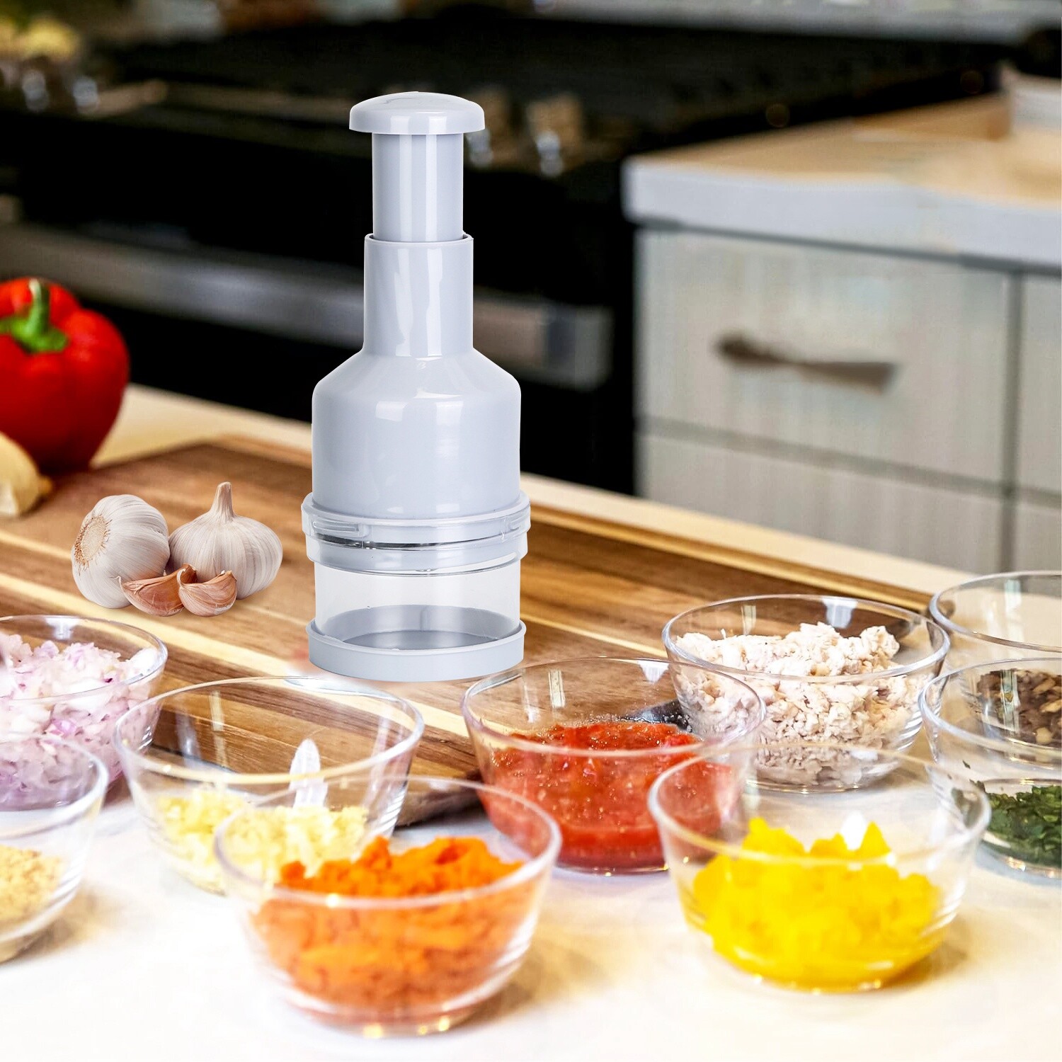 Vegetable Fruit Salad Onion Garlic Food Chopper Manual Press Slicer Kitchen Tool-image