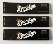 3 packs Brooklyn Rolling Papers King Size Slim 100% Hemp Unbleached like RAW