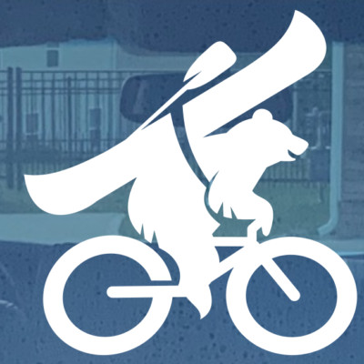 Bear on Bike Carrying Kayak Boat & Paddle Car Decal Sticker CHOOSE SIZE & COLOR 