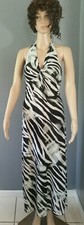 Unbranded Maxi Dress Halter Black /White Polyester /Spandex Sz M EUC 