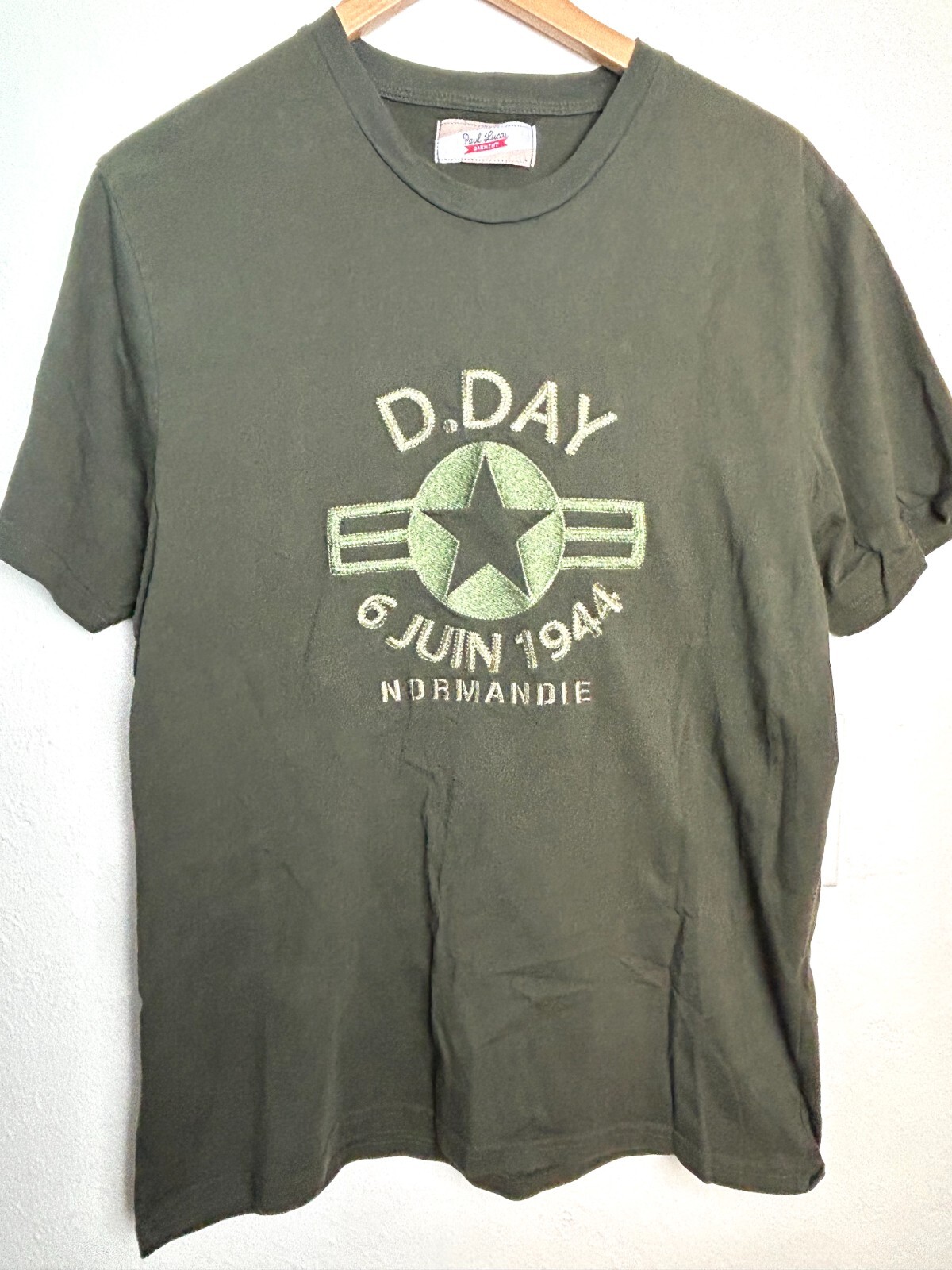 Paul Lucas Garment Shirt Mens Large Embroiderd D-DAY 06-06 1944 TShirt Normandie