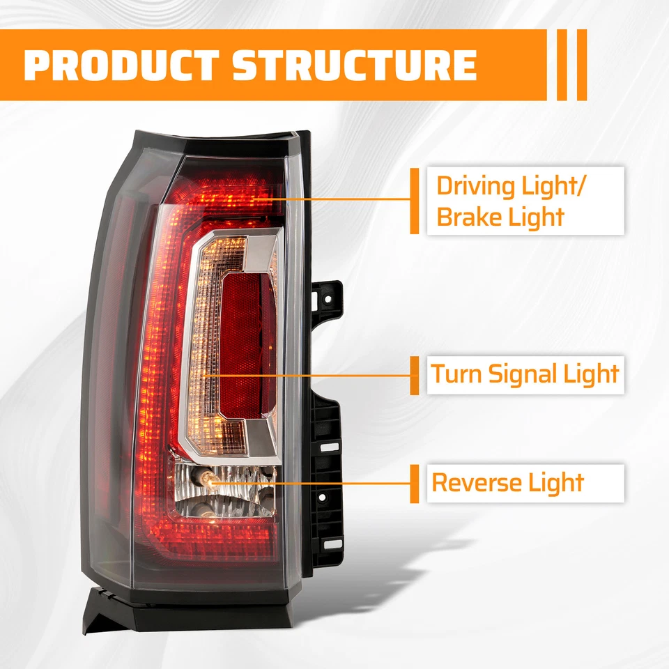 Lanterna traseira de LED esquerda para motorista para 2015-2020 GMC Yukon/Yukon XL lâmpada de freio traseira - Imagem 4 de 4