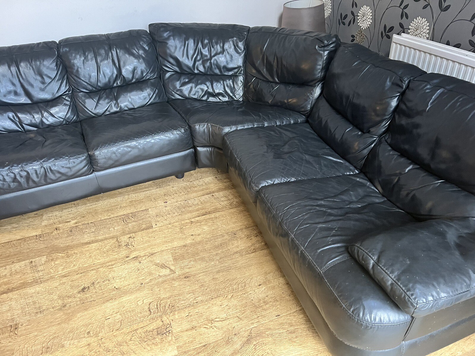 black faux leather corner sofa eBay