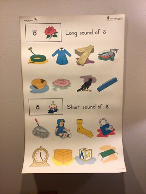 IDEAL SCHOOL SUPPLY Vintage 1960 Classroom Poster Chart Reading 23  X 36 