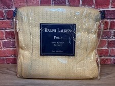 NEW VINTAGE RALPH LAUREN POLO 100% COTTON BLANKET TWIN 66 X 90 KHAK COLOR USA