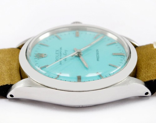 Vintage Rolex Oyster Perpetual Airking Turquoise Dial Men Steel Watch Ref 1002 - Picture 7 of 9
