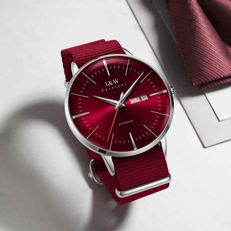 Reloj Automático Hombre Marca de Lujo CARNAVAL Hombre Relojes Doble Calendario Zafiro Foto 3 de 4