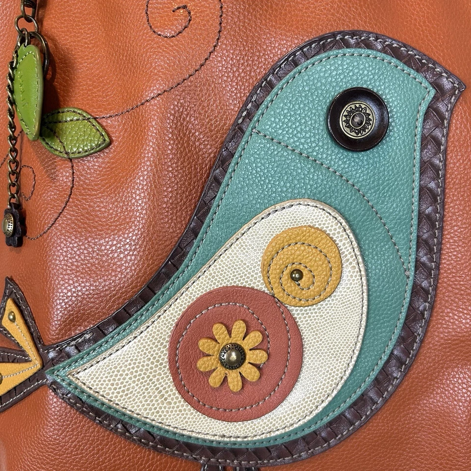 Bolso de Hombro CHALA TWEET Perdidge Bird Hobo Cuero Vegano Naranja Cartera Usado en Excelente Condición Foto 3 de 4