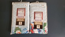 Winter Rows of Snowman 2 Pc Christmas Kitchen Curtain Tier Valance Set