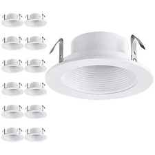 TORCHSTAR 12-Pack 4 Inch Classic White Recessed Light Trim, Metal Can Light T...