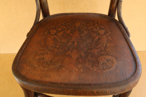 Vintage Stool Bentwood Mundus Chair Art Nouveau Stool Embossed 1900's with Tag - Picture 6 of 10