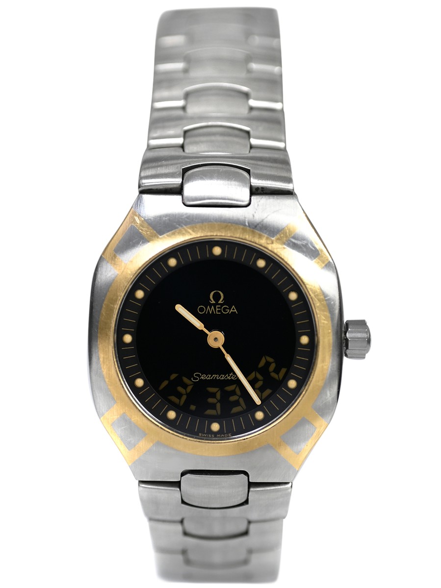 Omega Seamaster Polaris 18k Gold Steel Date 32MM Unisex Quartz  Watch