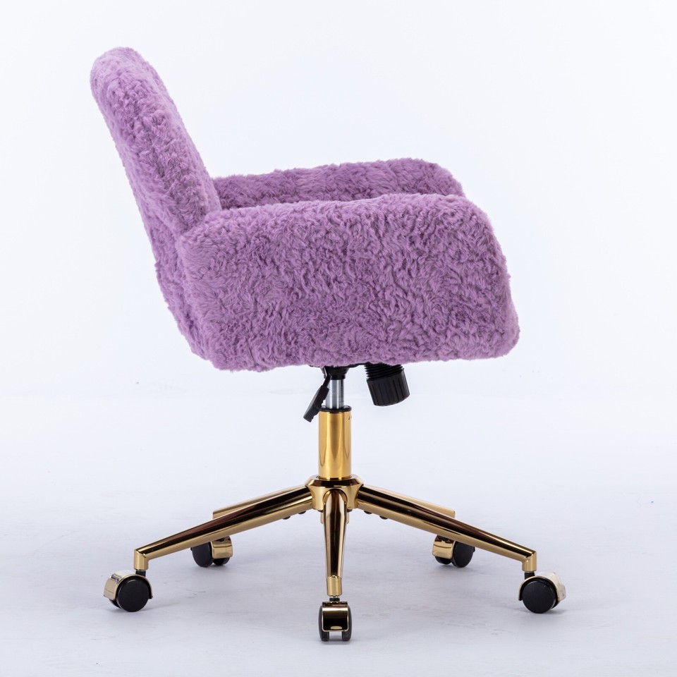 Violet Adjustable Swivel Office Chair with Gold Metal Base and Rabbit