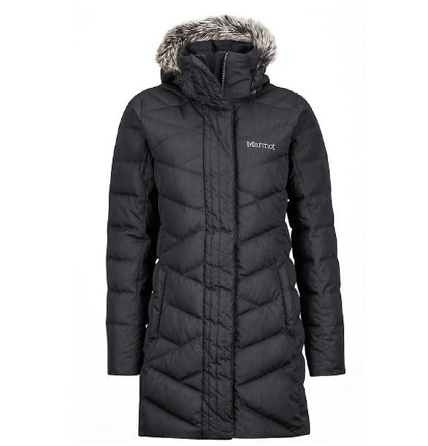 NEW MARMOT VARMA Women's Black Long 700 Fill Down Parka Jacket Sz Large