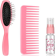 3 Pieces Doll Wig Brush Set with Spray Bottle, Comb, Light Pink
