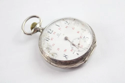 Vintage Silver Omega Open Face Hand Wind Pocket Watch SPARES/REPAIRS