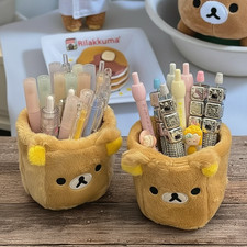 Lindo organizador de escritorio organizador de lápiz de felpa Kawaii caja de almacenamiento de maquillaje