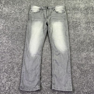 Marc Ecko Cut & Sew Jeans Mens 34x30 Gray Straight Denim Light Wash Stretch