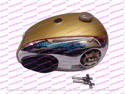 BSA A7 A10 Golden Chrome Gas Fuel Petrol Tank + CAP KPAD BADGE tap rubb /FIT FOR