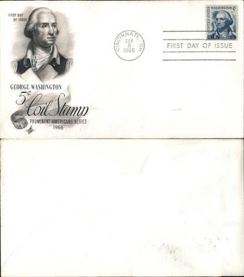 FDC Coil Stamp, George Washington 1966 Cincinnati, OH First Day Cover