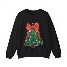 Christmas Tree with Red Bow Sweatshirt  Holiday Tree Crewneck