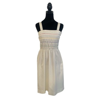 Vintage Jonathan Sun Party Dress Women's Size 10 White Strap Rainbow Stripe 80's